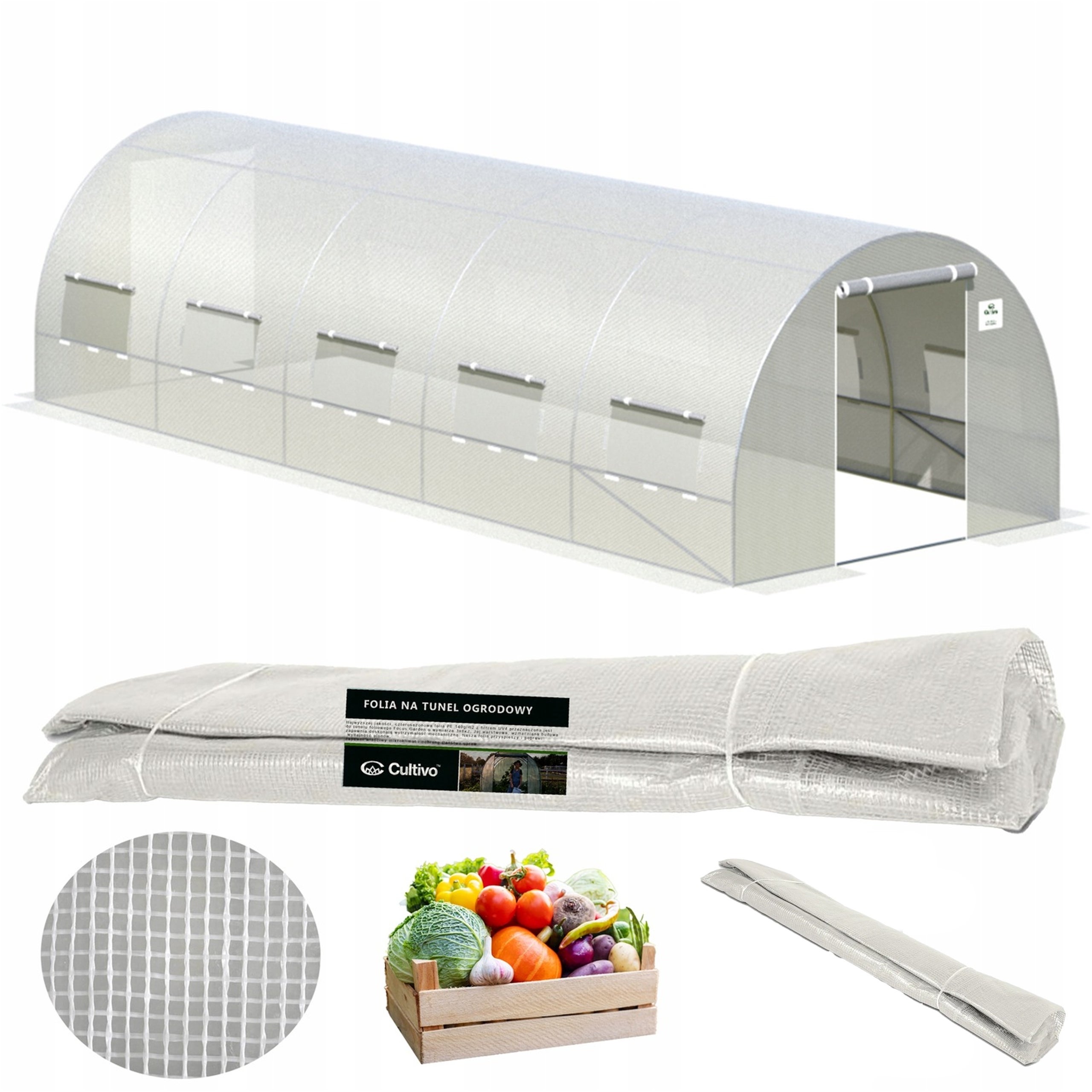 Folia Cultivo Zamienna Na Tunel Ogrodowy Szklarnia 3x8x2 Biały Podwójne Drzwi Uv4 1 szt