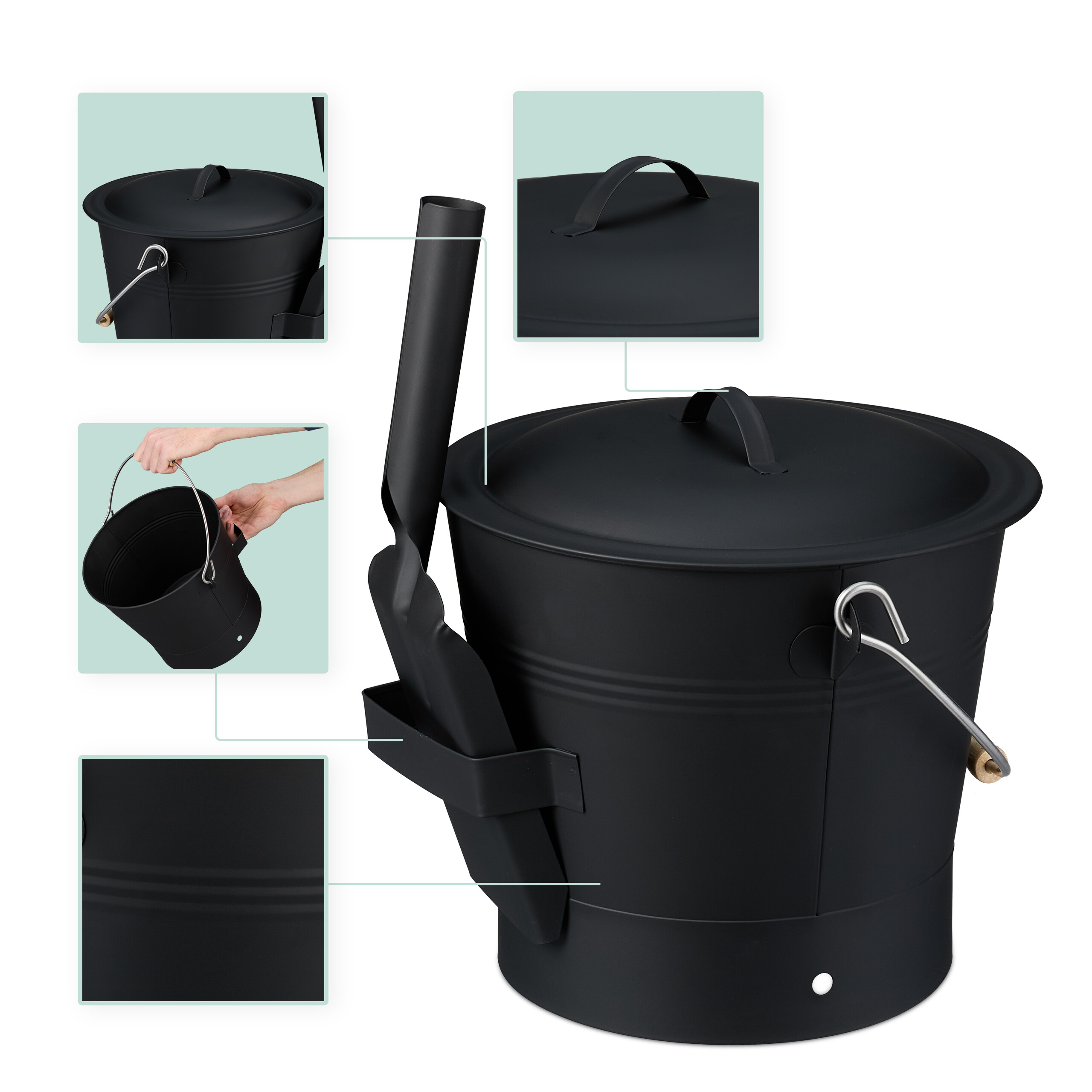 Amagabeli Seau à Cendres Avec Couvercle Seau à Charbon Extérieur