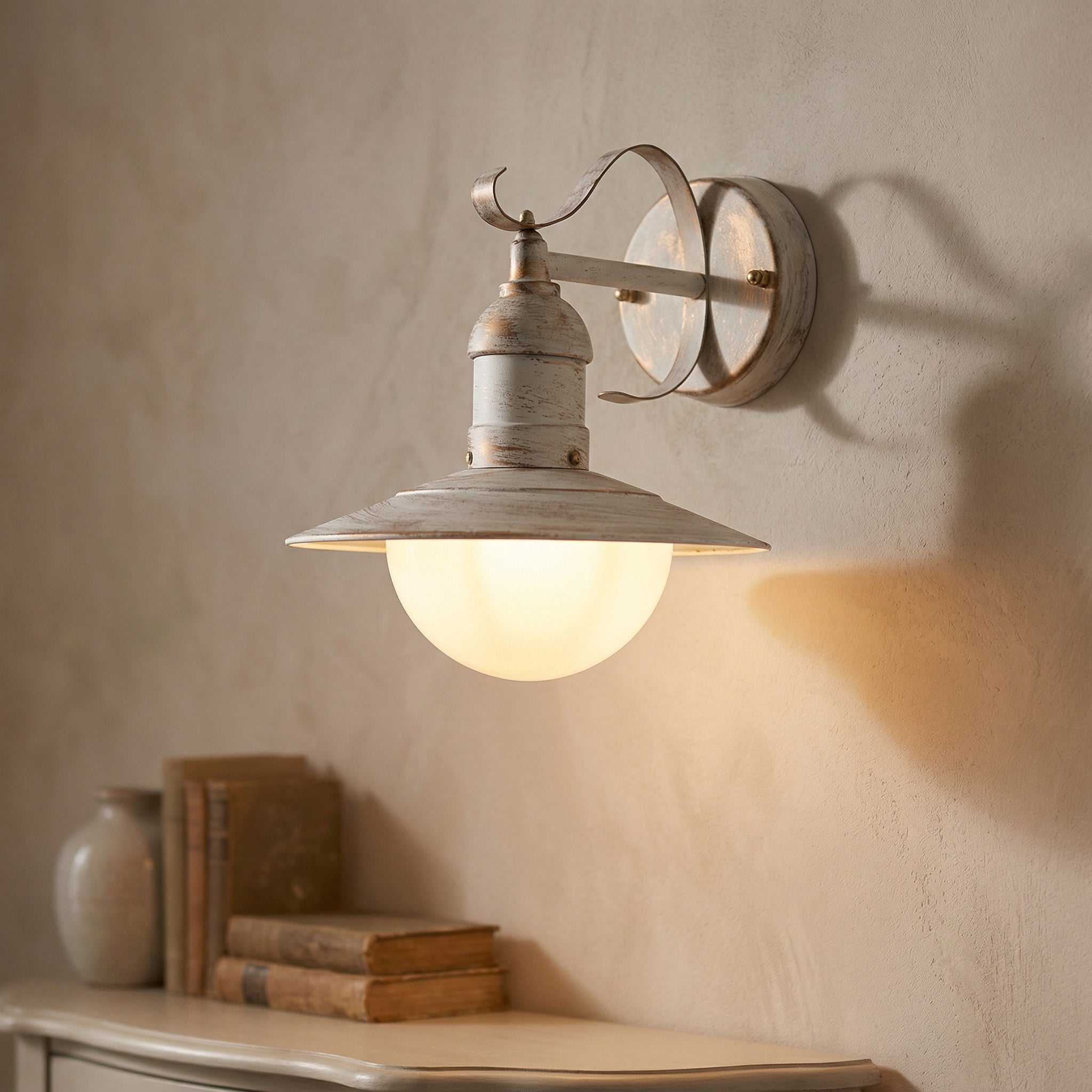 Kinkiet zewnętrzny Oslo biały antyczny 1xE27x60W wym:28x24x28cm IP44 Rabalux