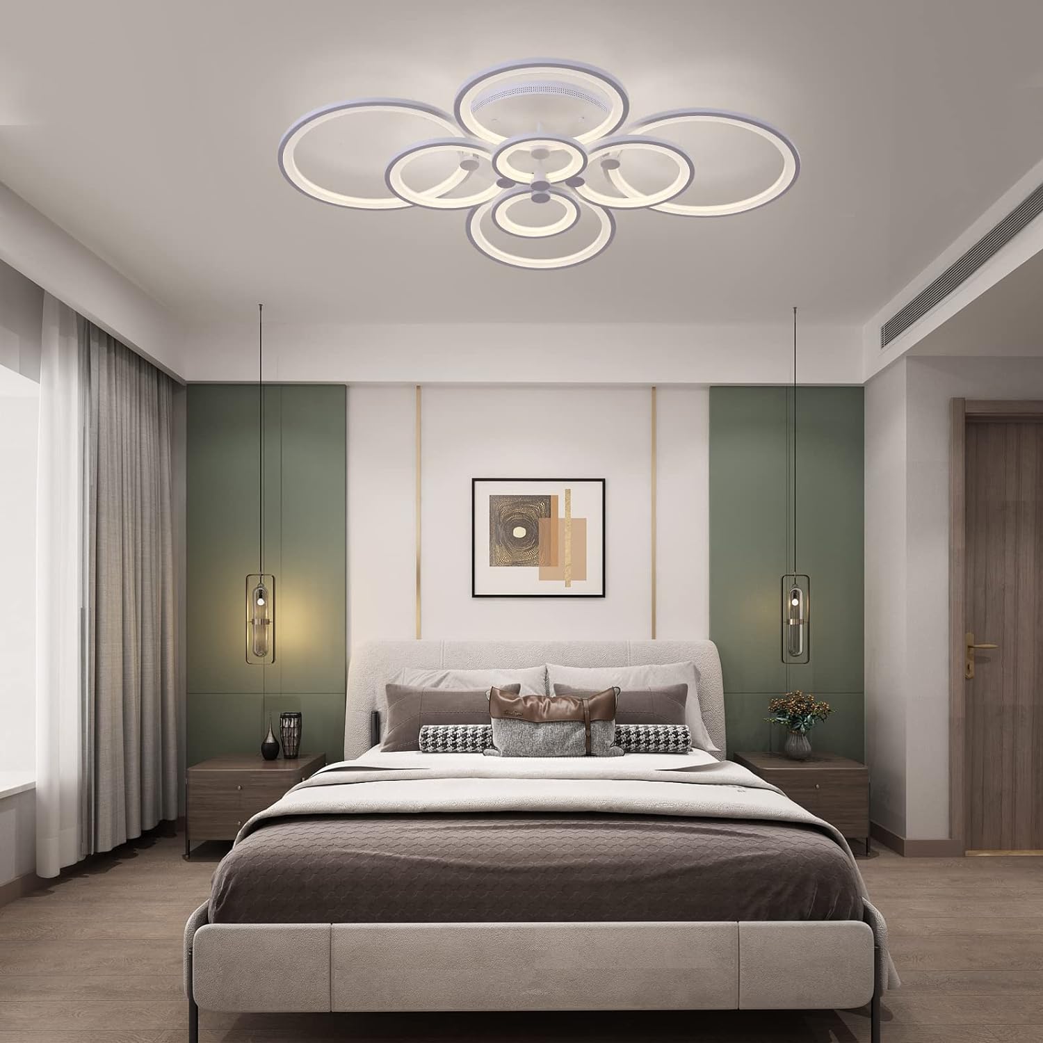 Lampadario Plafoniera LED moderno da soffitto Dimmerabile 8 cerchi per camera da letto soggiorno cucina 78W x 2 colori 3000K 4000K 6500K - 8