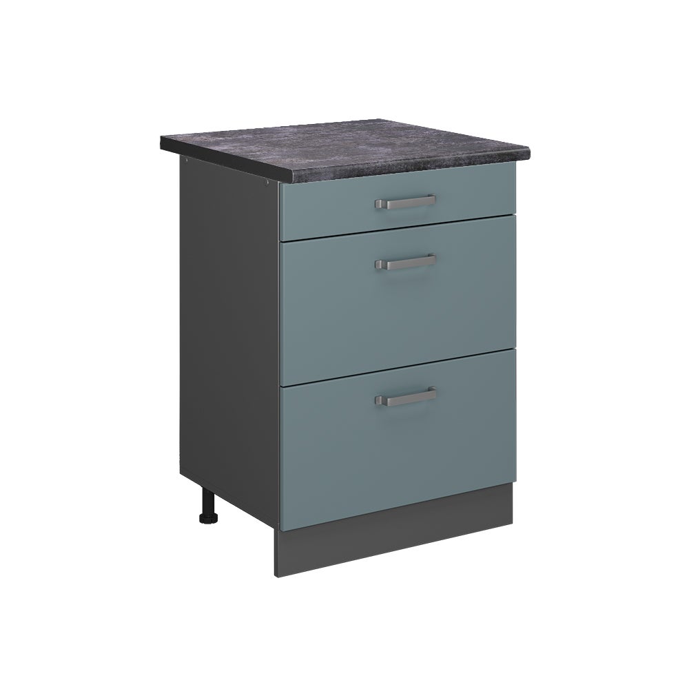 Vicco Szafka dolna do kuchni R-Line, Niebiesko-szary, 60 cm z szufladami, BP Antracyt
