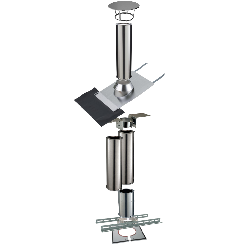 Kit conduit isolé sortie toiture Ø150 Poujoulat - Longueur 330 cm - 2
