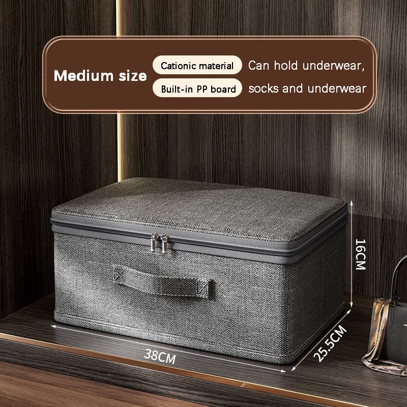 Boîte de rangement, boîte à vêtements moyenne 38 x 25,5 x 16 cm, boîte en tissu pliable avec couvercle - 5