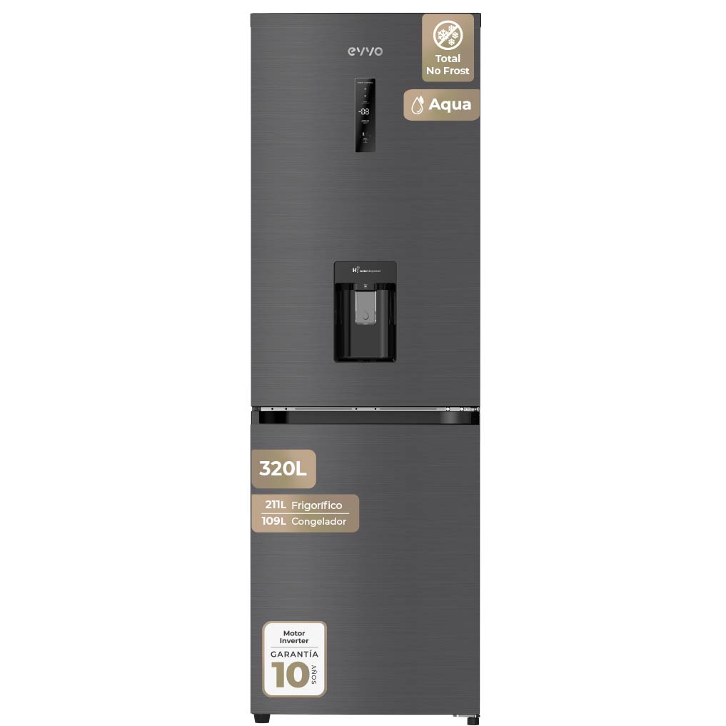 Evvo Frigorífico Combi F56dx Aqua 320L Dark Inox D - Imagen 2