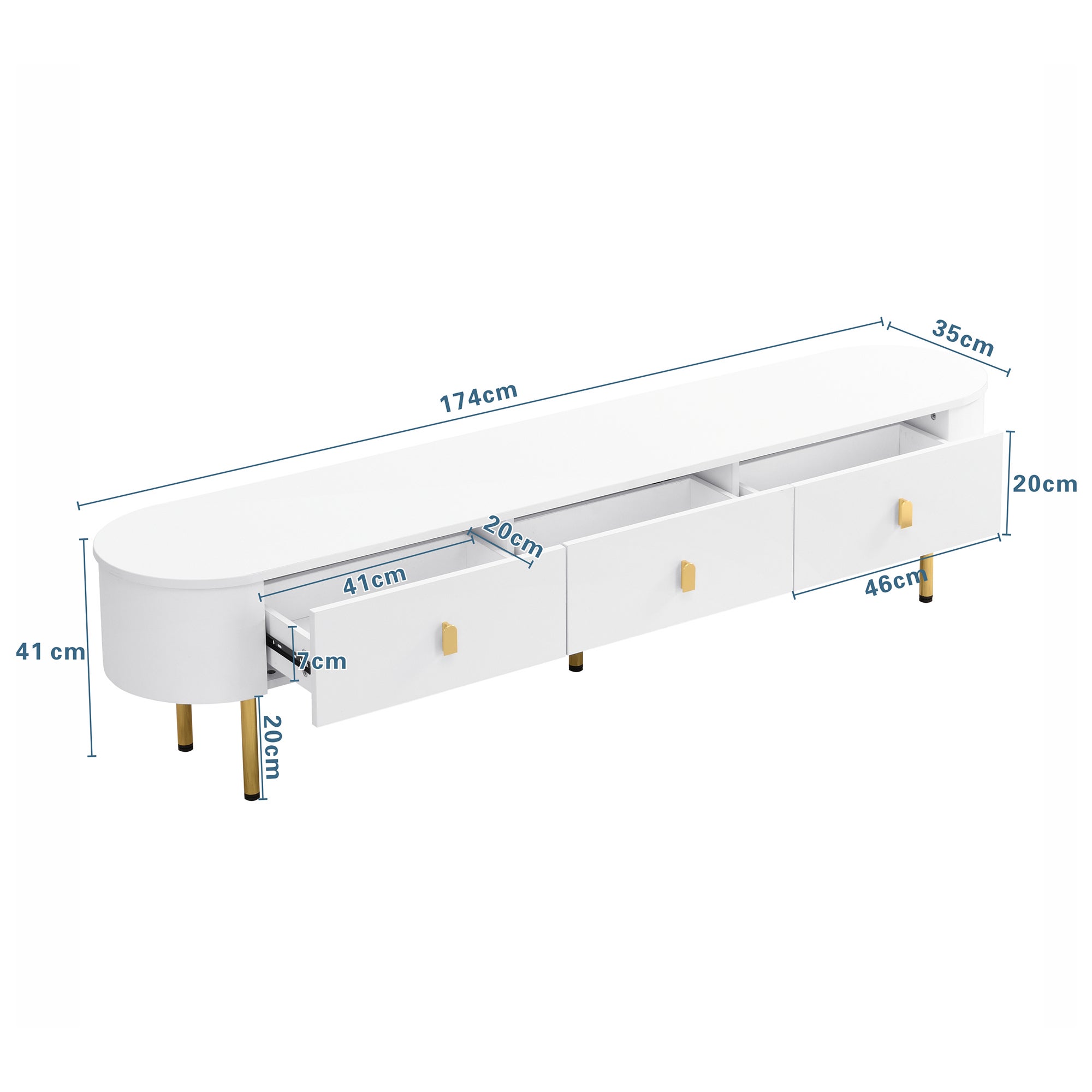 Set soggiorno 2 pezzi - Mobile TV e tavolino - con 4 cassetti - MDF - Bianco - 6