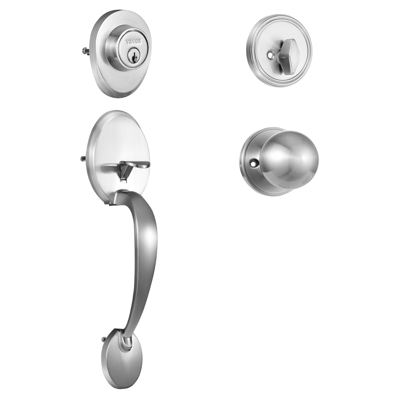Lot De 2 Entrées De Porte Avec Pêne Dormant - Monocylindre - Finition Brossée - À Clé Identique