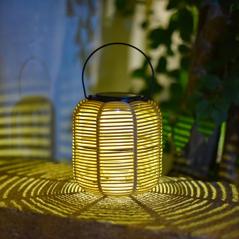 2 pçs lanternas solares ao ar livre à prova dwaterproof água pendurado rattan lanterna luzes solar alimentado lâmpada decorativa para jardim pátio - 6