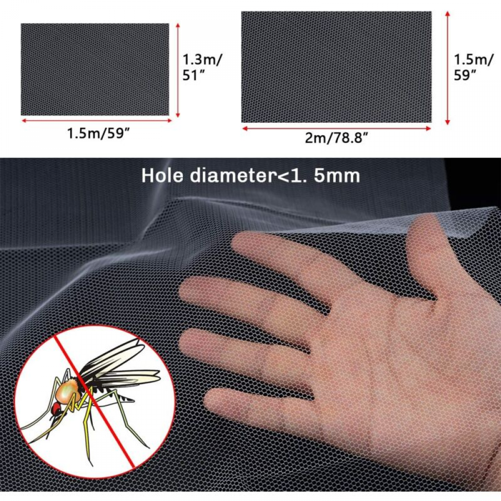 Mosquitera de ventana de 4 paneles, mosquitera, 130 cm x 150 cm, 150 x 200 cm, con 4 tiras autoadhesivas (blancas) - 2
