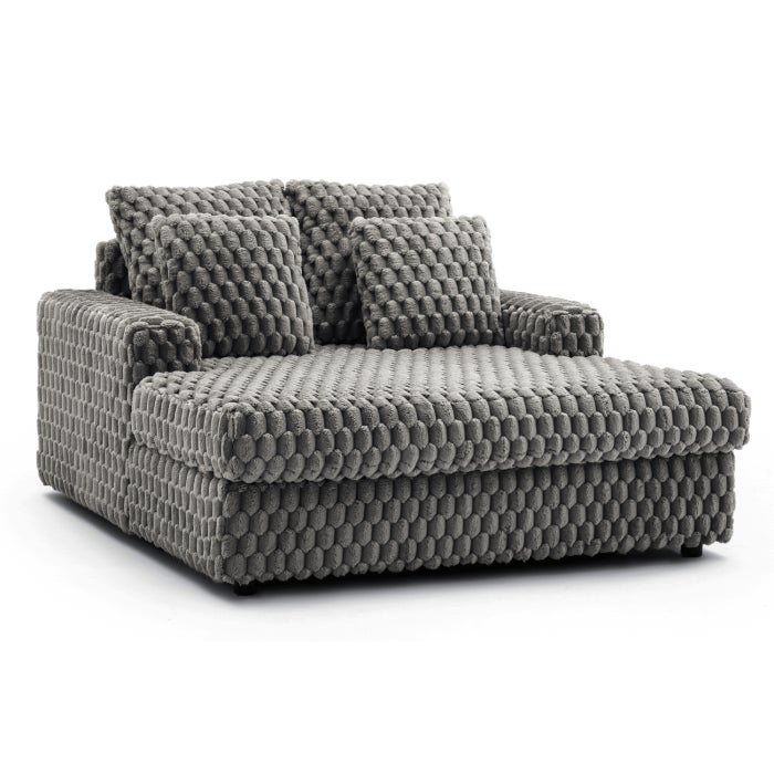 Fotel Wypoczynkowy Kanapa Sofa do Spania Salonu Welur Pluszowy Szary KOBEL