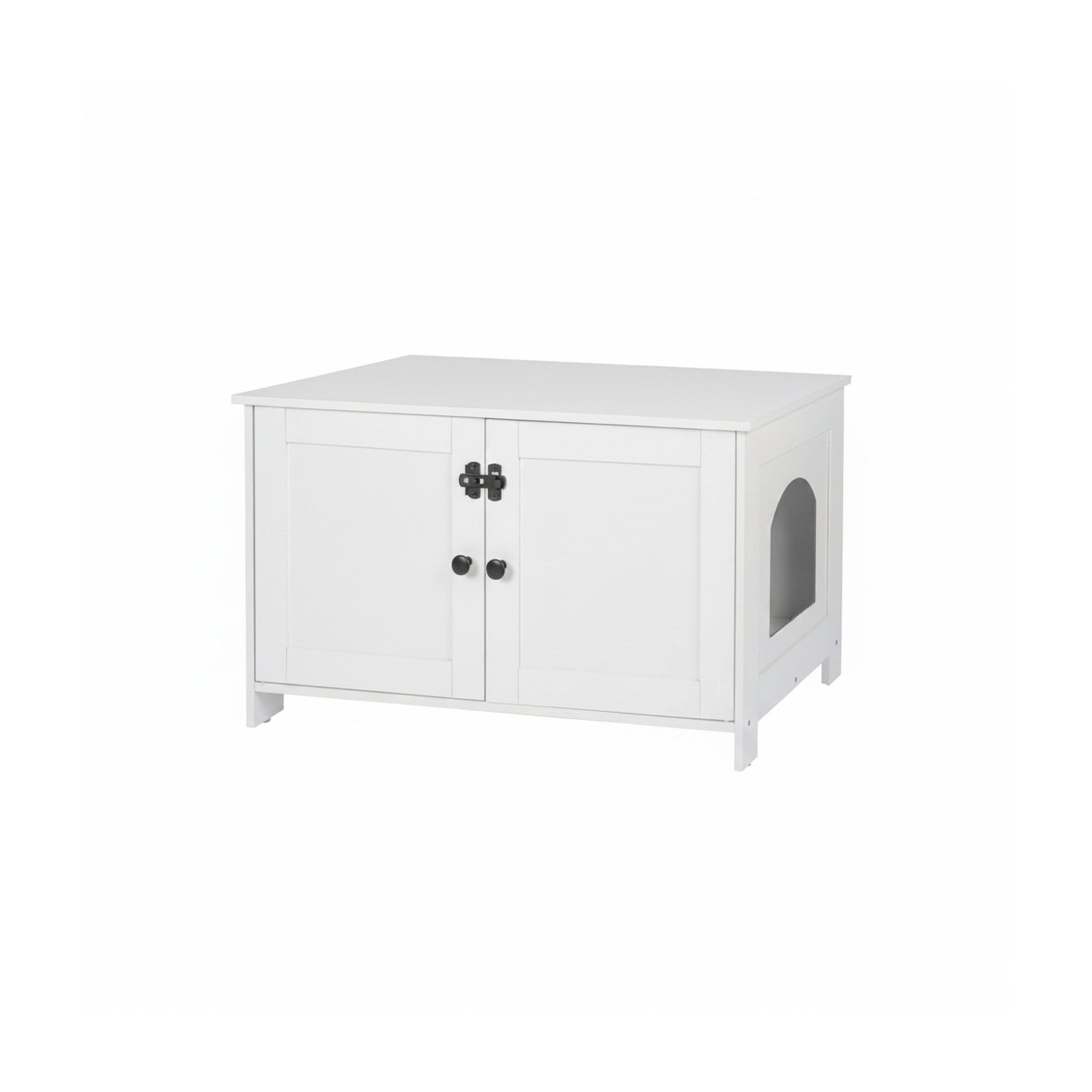 Armário para caixa de areia para gatos com fechadura e divisória, entrada lateral, 46 x 78,5 x 44,5 cm, branco, Relaxdays - 8