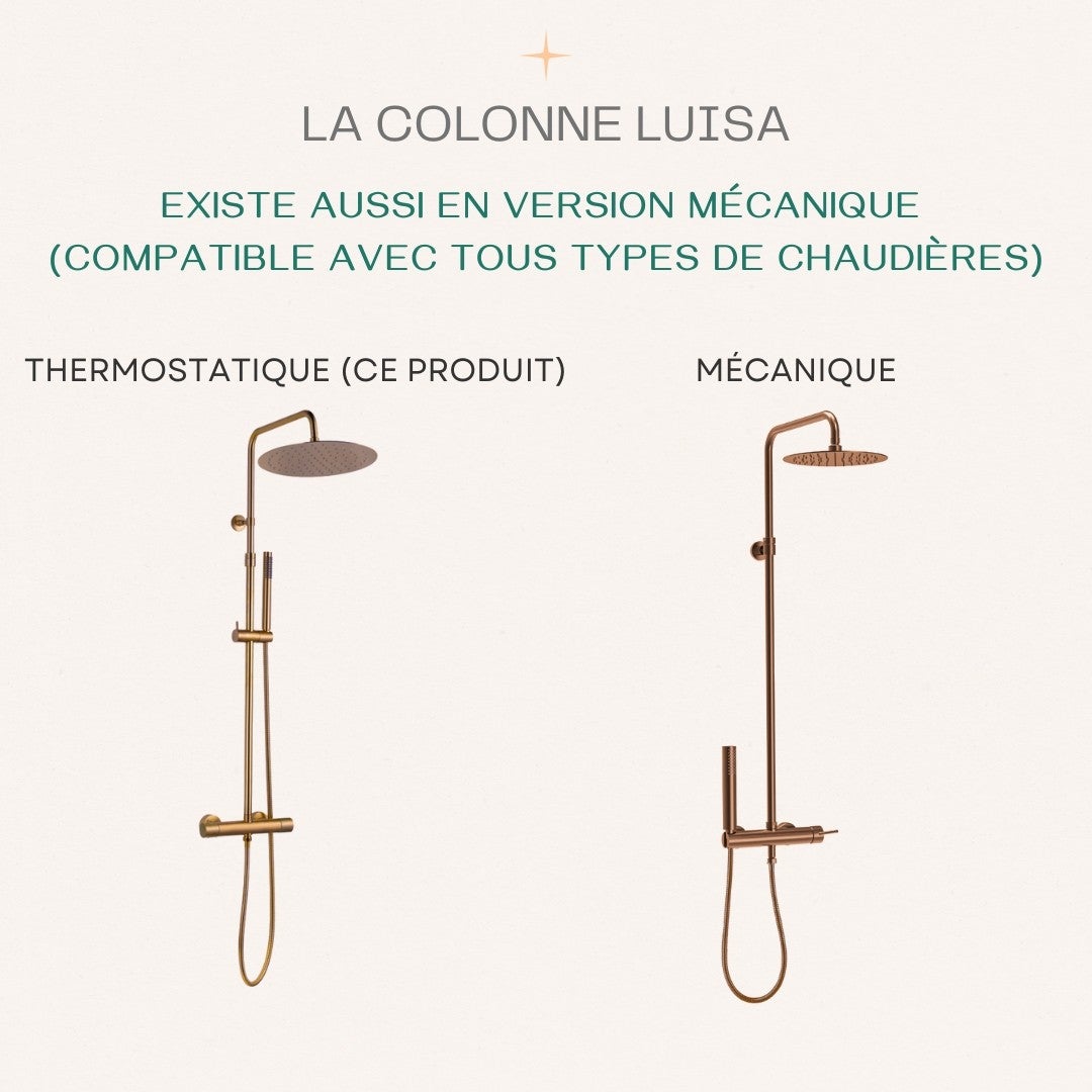 Luisa II colonne de douche thermostatique cuivre brossé - 5