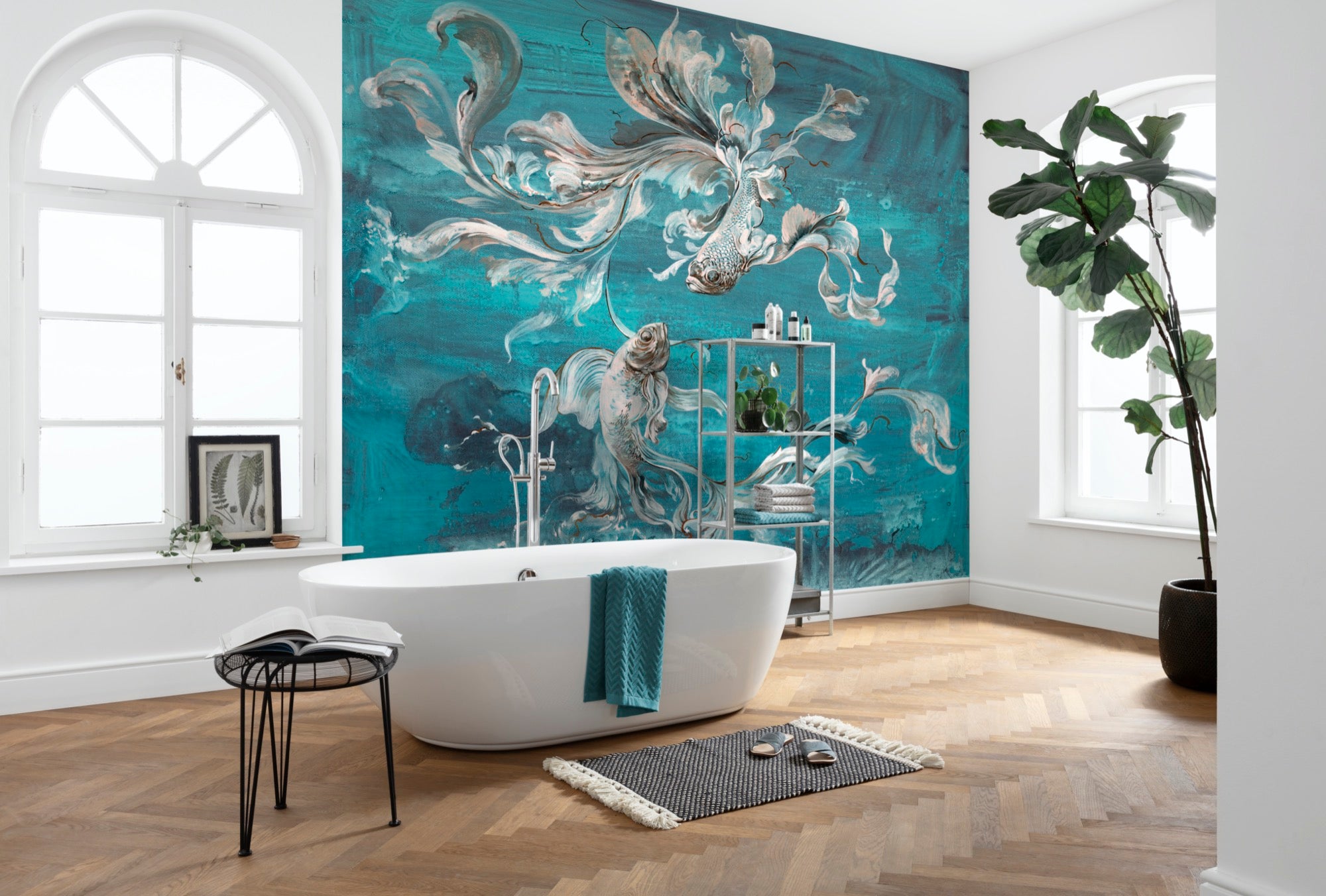 Fototapeta Wędkarstwo niebieskim - 300 x 280 cm - SANDERS &amp; SANDERS