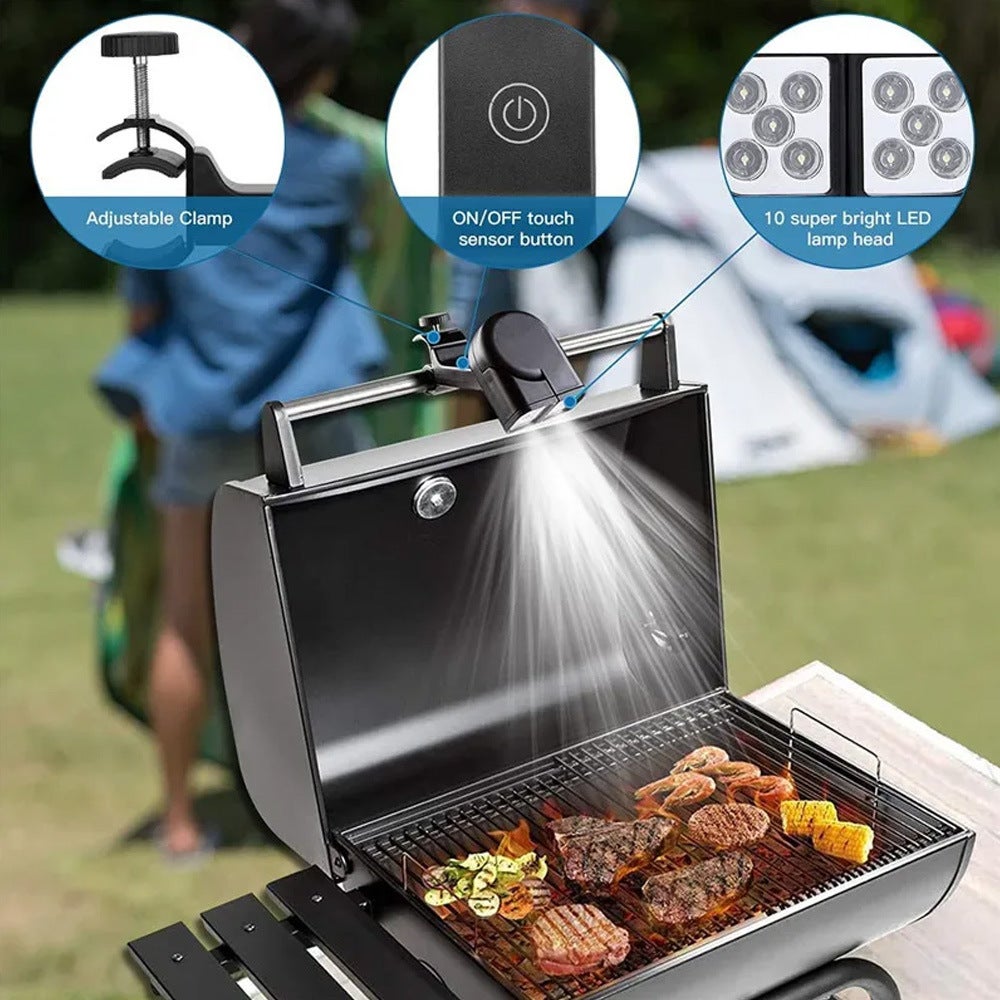 Luce per griglia a LED Touch, lanterna portatile per barbecue, lampada da esterno, illuminazione per griglia con maniglia, clip di montaggio - 5
