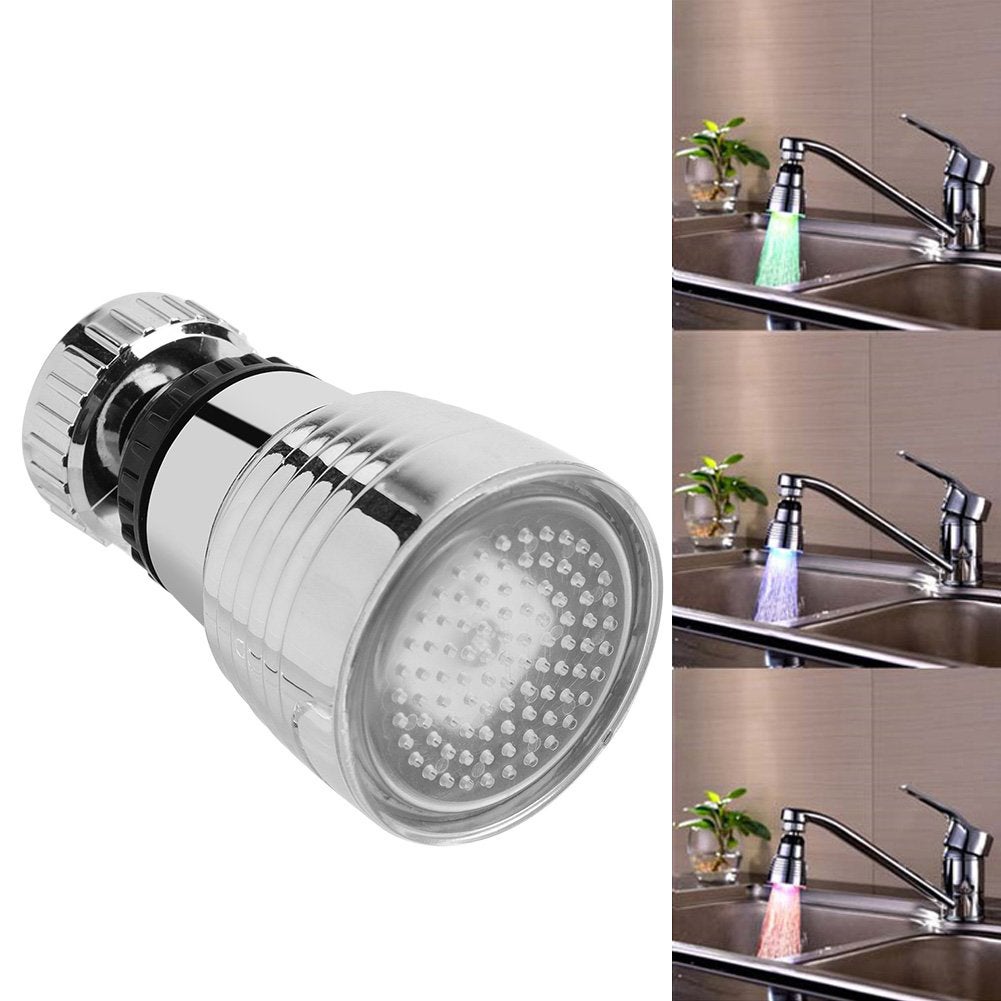 Obrotowa głowica natryskowa 360°, 3-kolorowy kran LED, kran LED do łazienki, kuchni