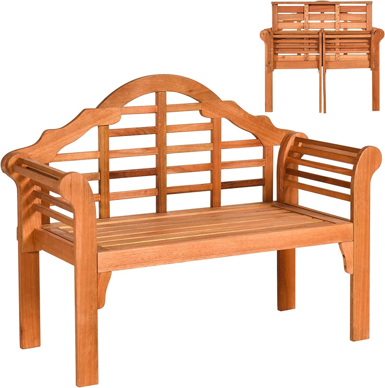 Ławka ogrodowa, składana, odporna na warunki atmosferyczne, 2-osobowa ławka balkonowa, obciążenie do 360 kg, ławka parkowa do ogrodu, na balkon