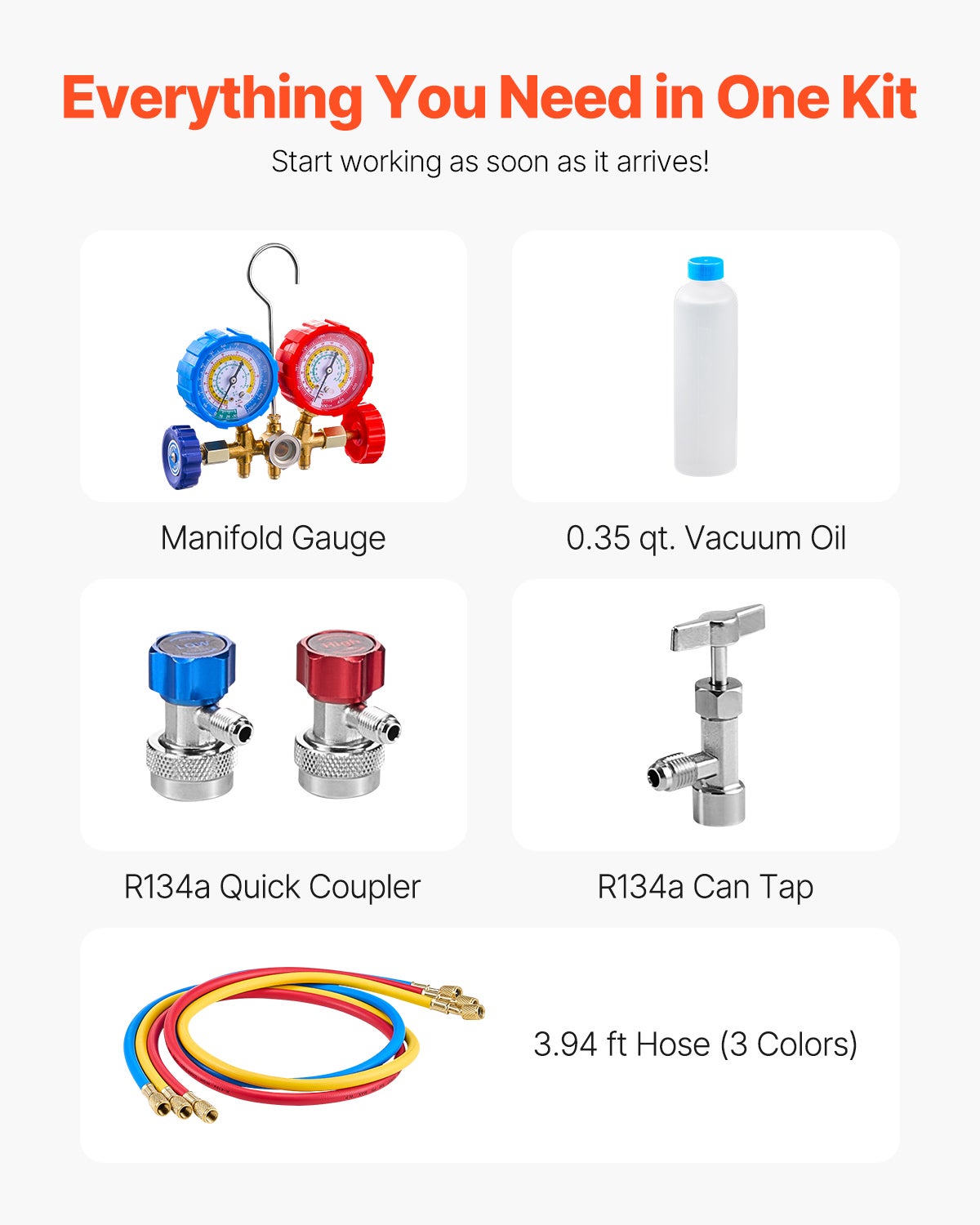 Pompa a Vuoto SucceBuy 3,5 CFM AC,Palette Rotanti Un Piano,Set Manometri per R134a,R12,R22,R502a,Kit Refrigerazione CVC - 5