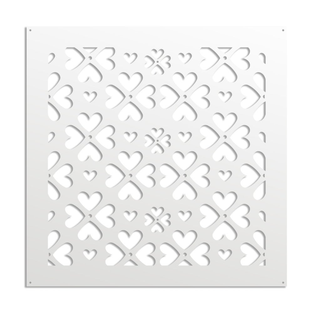 LOVE ME - Panel perforowany z PVC - Parasol przeciwsłoneczny - Rozmiar 48x48 cm - Grubość 1 cm - Kolor BIAŁY
