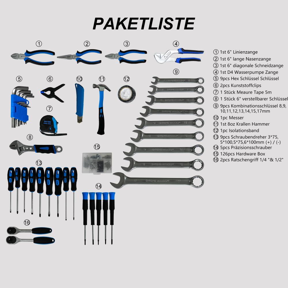 Coffret à outils 247 pièces – Kit d’outillage complet pour bricolage, réparation maison, garage et entretien mécanique - 5