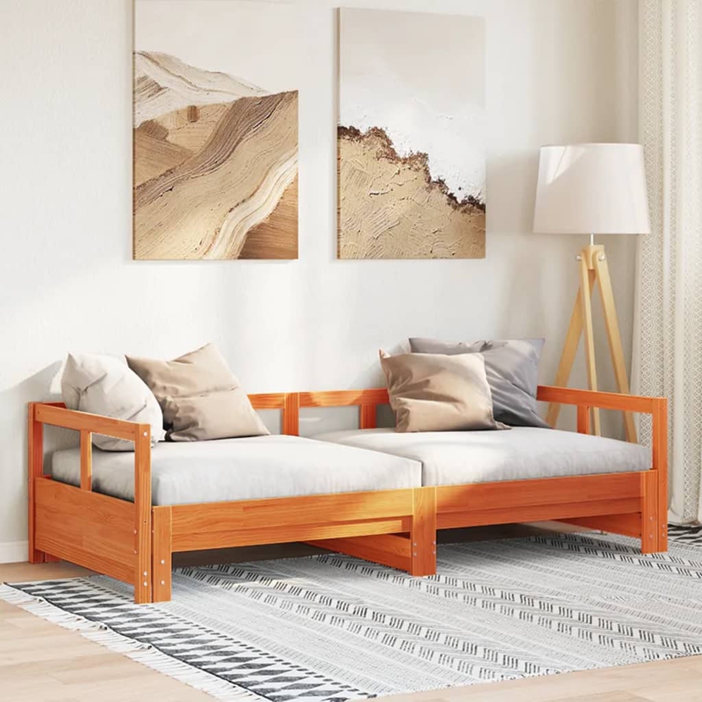 Łóżko Dzienne Drewniane Brązowe Rama Łóżka Ze Stelażem Sofa 80x200 cm