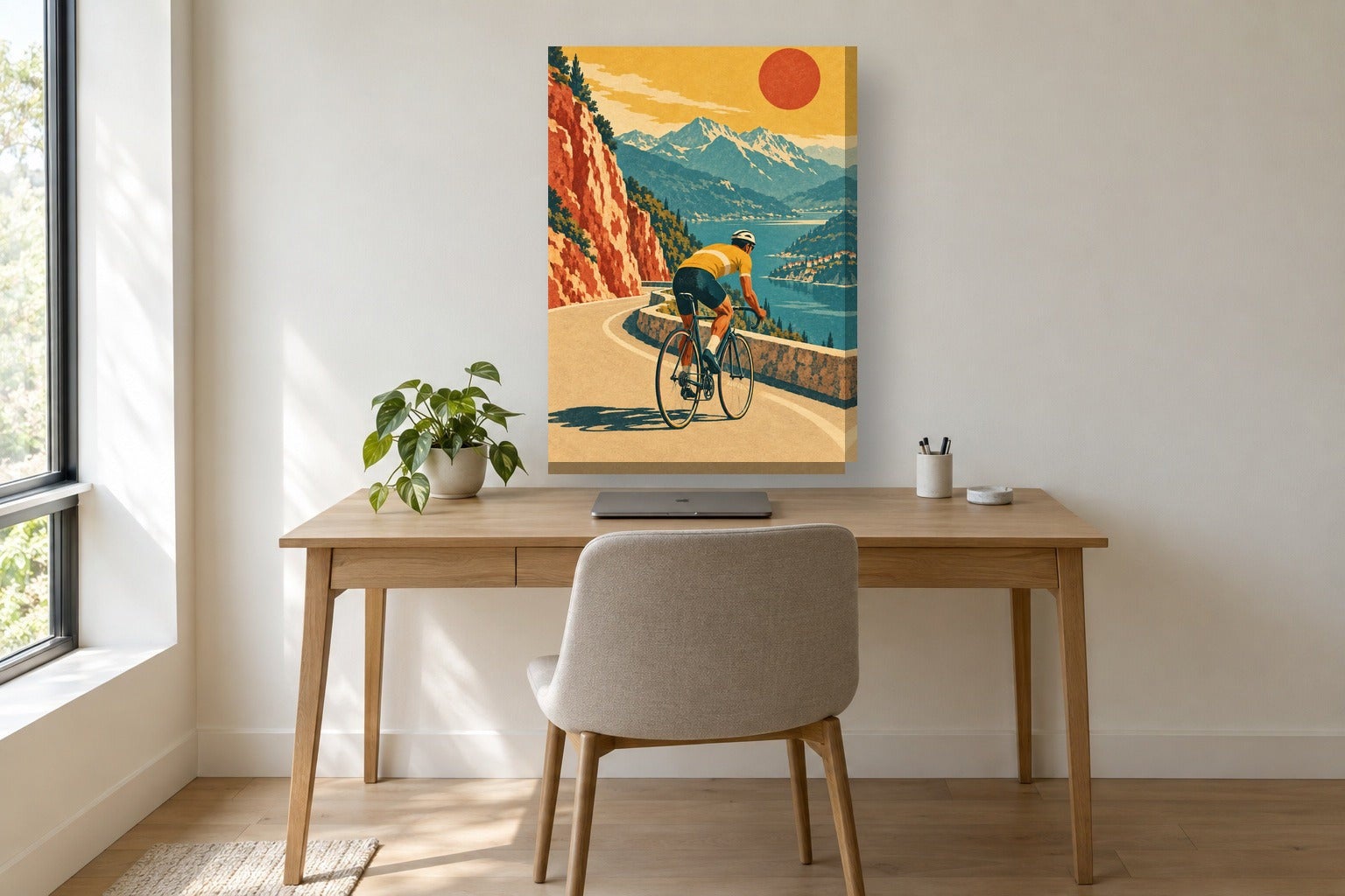 Tableau sport «Cyclisme, vintage» sur toile, châssis en bois de 2 cm ...