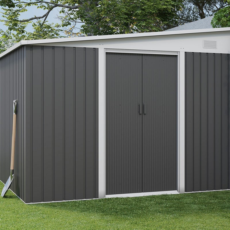 Schowek ogrodowy przyścienny z metalu/ocynkowanej stali antracytowy 9,76 m² - DAXTON