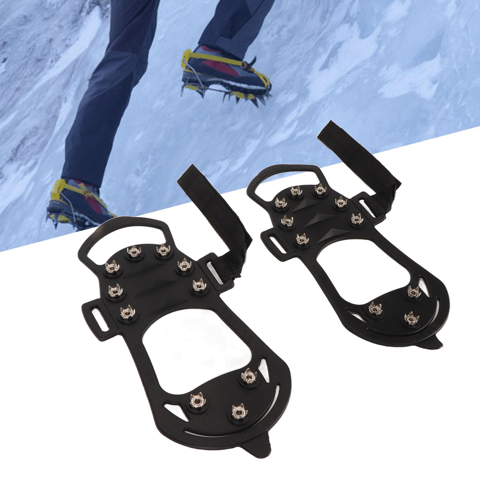 Paire de crampons à glace 10 dents en caoutchouc, acier inoxydable