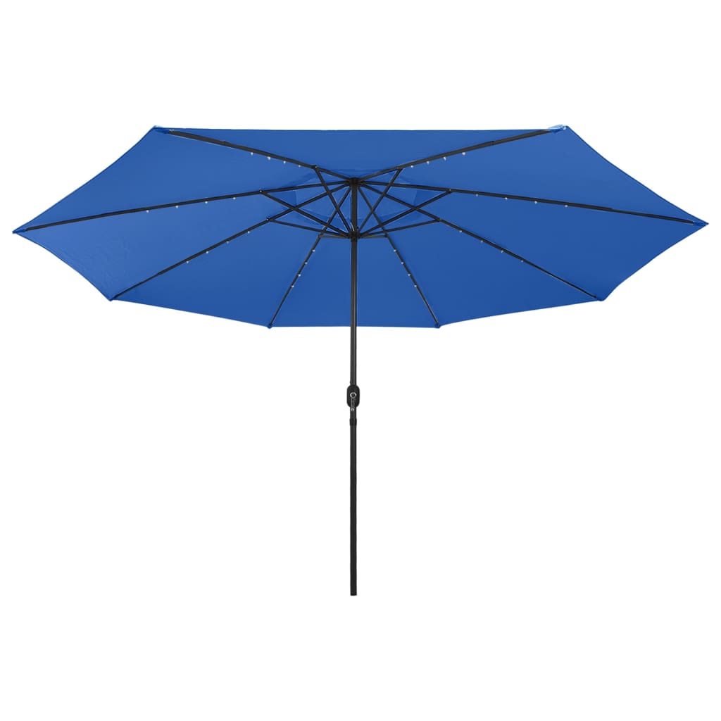 Parasol d'extérieur avec LED et mât en métal 400cm Bleu azuré - 4