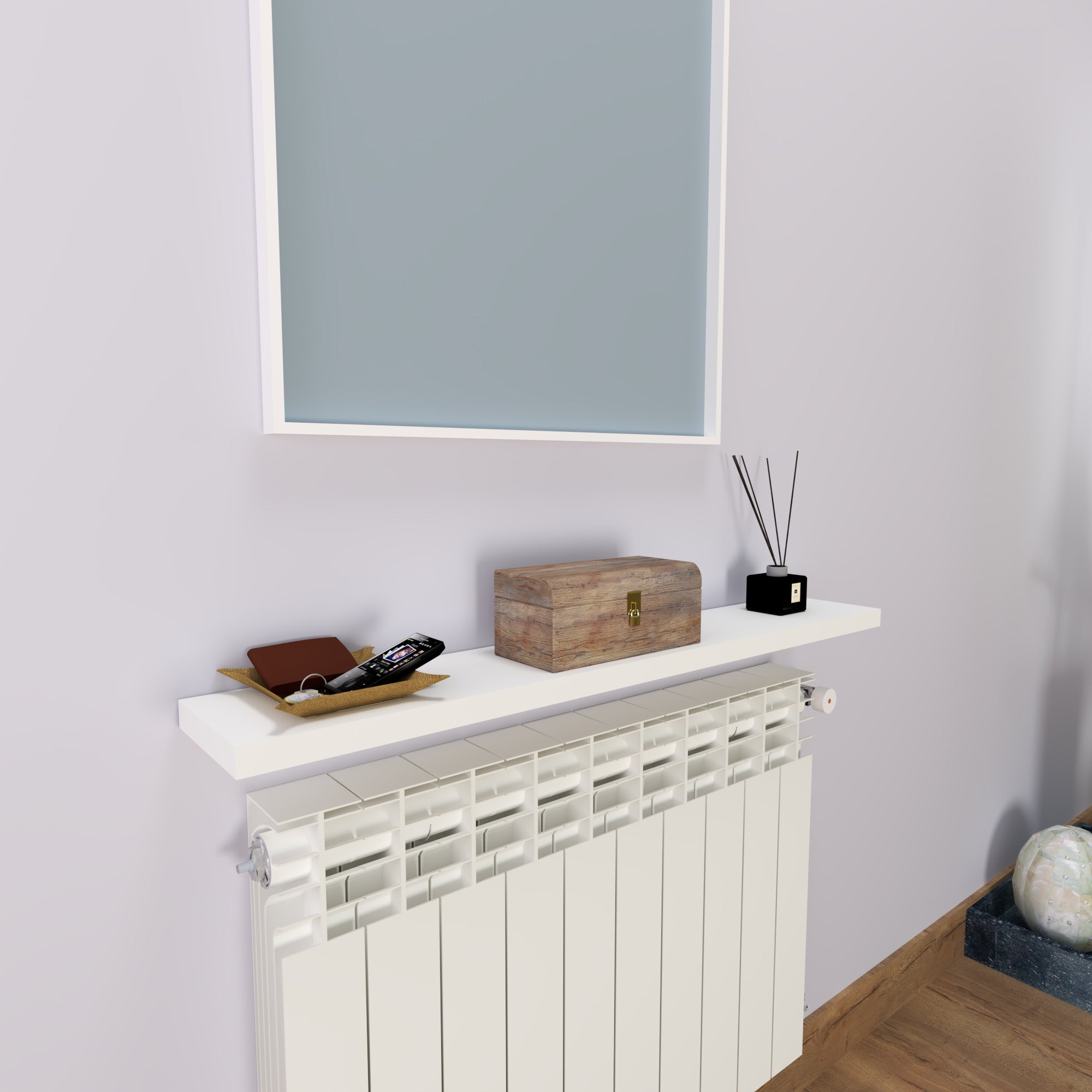 Henor Étagère murale en Bois 90 x 15 x 2.5 cm Support caché. Réglable horizontalement. Vertical et inclinaison. Charge max. 30kg Blanc - 8