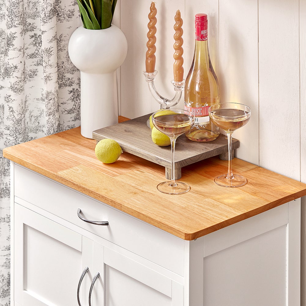 SoBuy Desserte de Cuisine avec 2 Portes et 2 Étagères, Chariot de Rangement sur Roulettes, 55x38x84 cm, Blanc FKW45-WN - 4