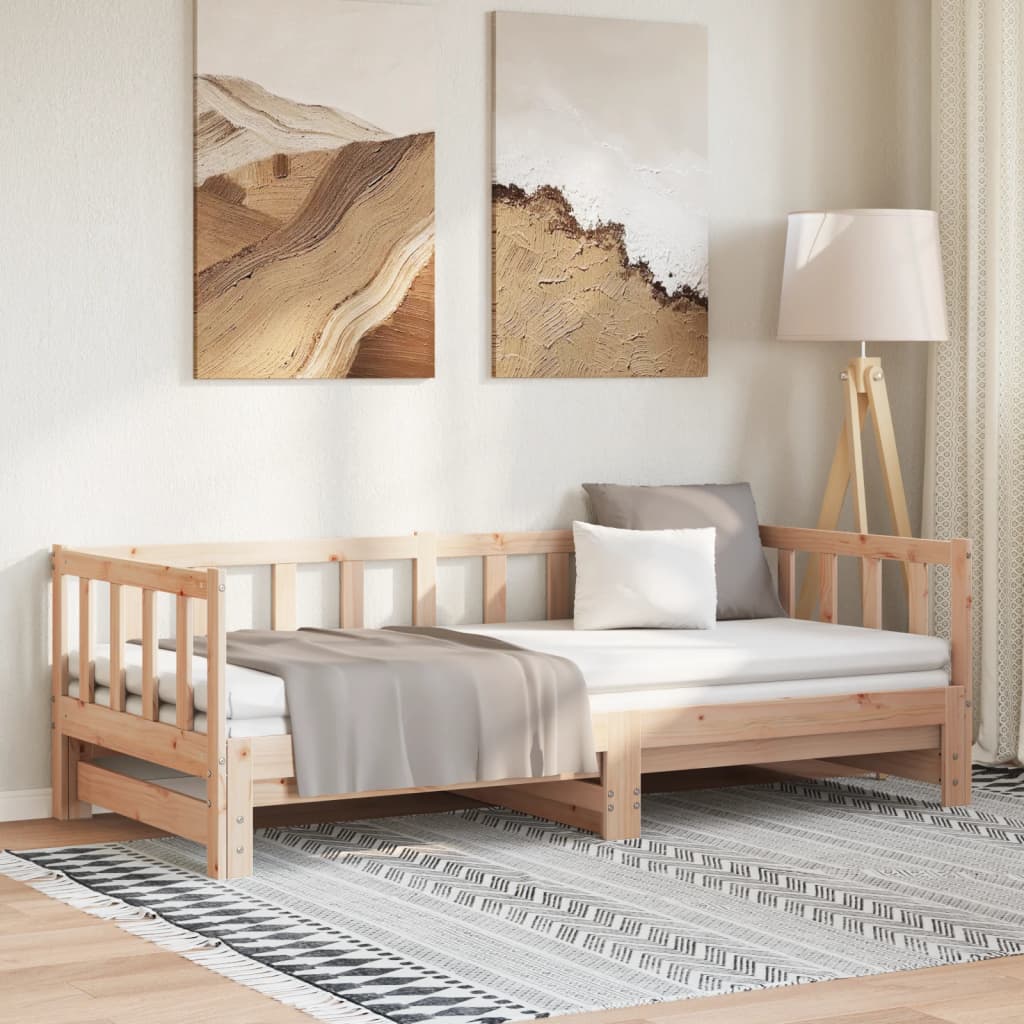 Łóżko Dzienne Rozsuwane Sofa Rama Łóżka Drewniana Brąz 90x200 cm