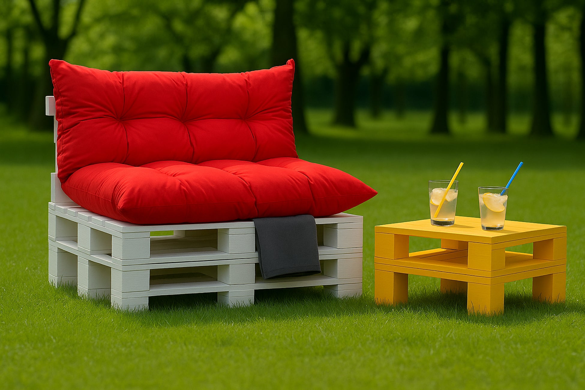 Set coussins pour palettes 120x80 avec dossier 120x40 rouge – coussins canapé extérieur, matelas palette jardin confort imperméable - 3