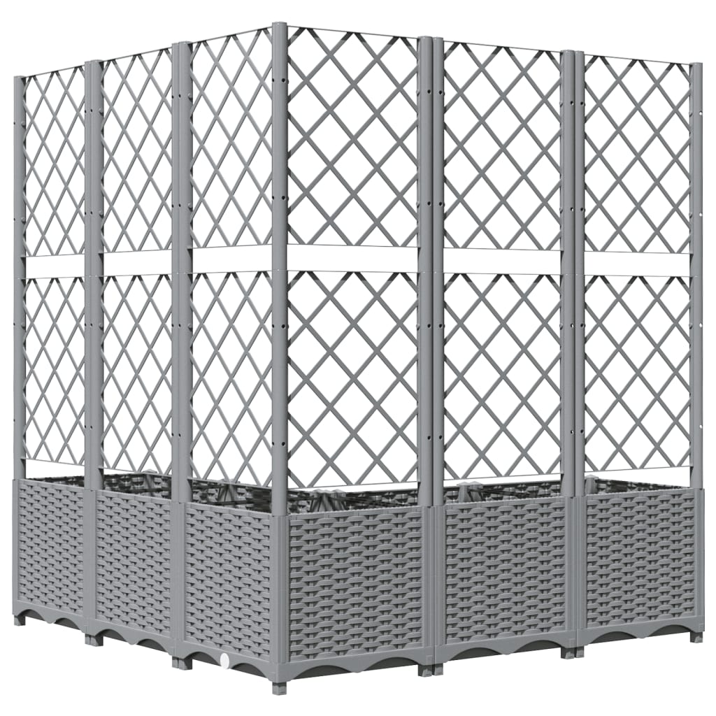 Maison Exclusive - Vaso/floreira jardim c/ treliça 120x120x136 cm PP cinza-claro - 6