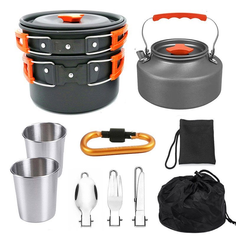 Kit De Casseroles Camping 14 Pièces En Aluminium Pour Cuisine Outdoor