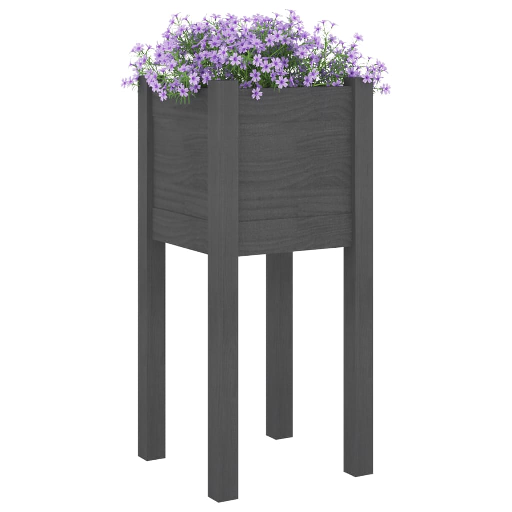 Maison Exclusive - Fioriera da Giardino Grigie 31x31x70 cm Legno Massello di Pino - 3