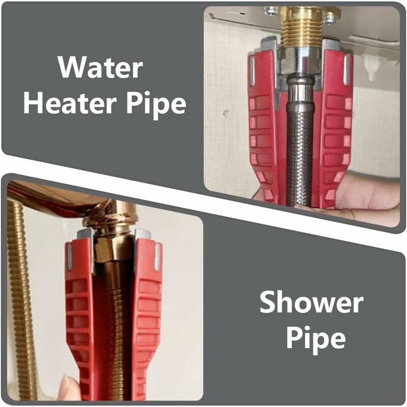 Clé de robinet multifonction 8 en 1 installateur de robinet d'évier et outil d'installation d'évier pour cuvette de toilette/évier/salle de bain/cuisi - 5