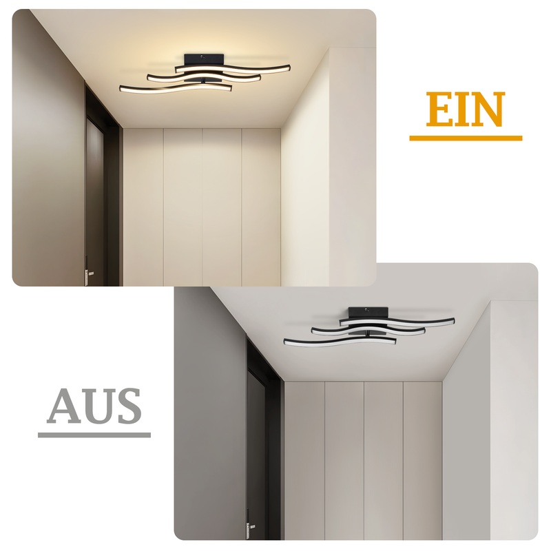 Lampa sufitowa LED Nettlife Wave Design, czarna – 18 W, 3000 K, ciepła biel – nowoczesna lampa do salonu, sypialni, kuchni i przedpokoju - 3
