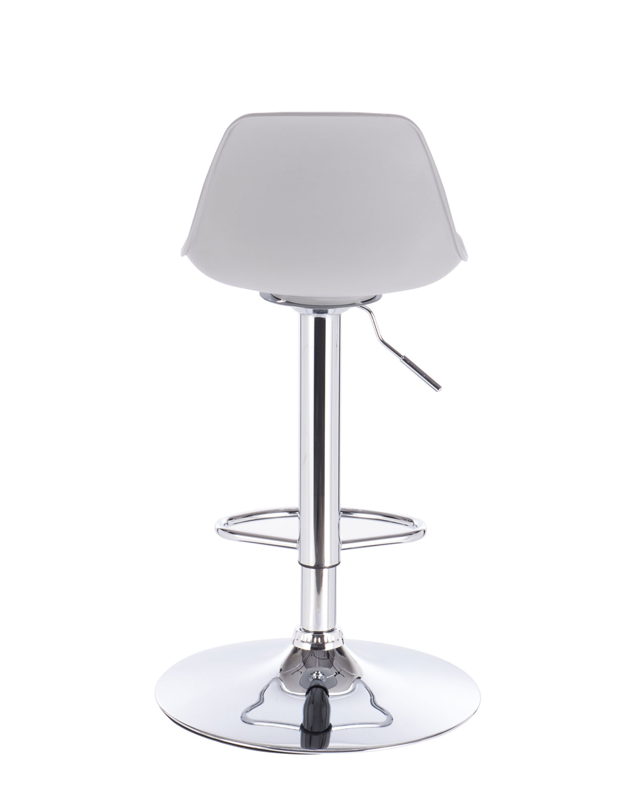 Lot 2 tabourets de bar design, siège petit dossier coussin simili cuir, pivotant, hauteur réglable, pied chrome SIG (gris) - 3