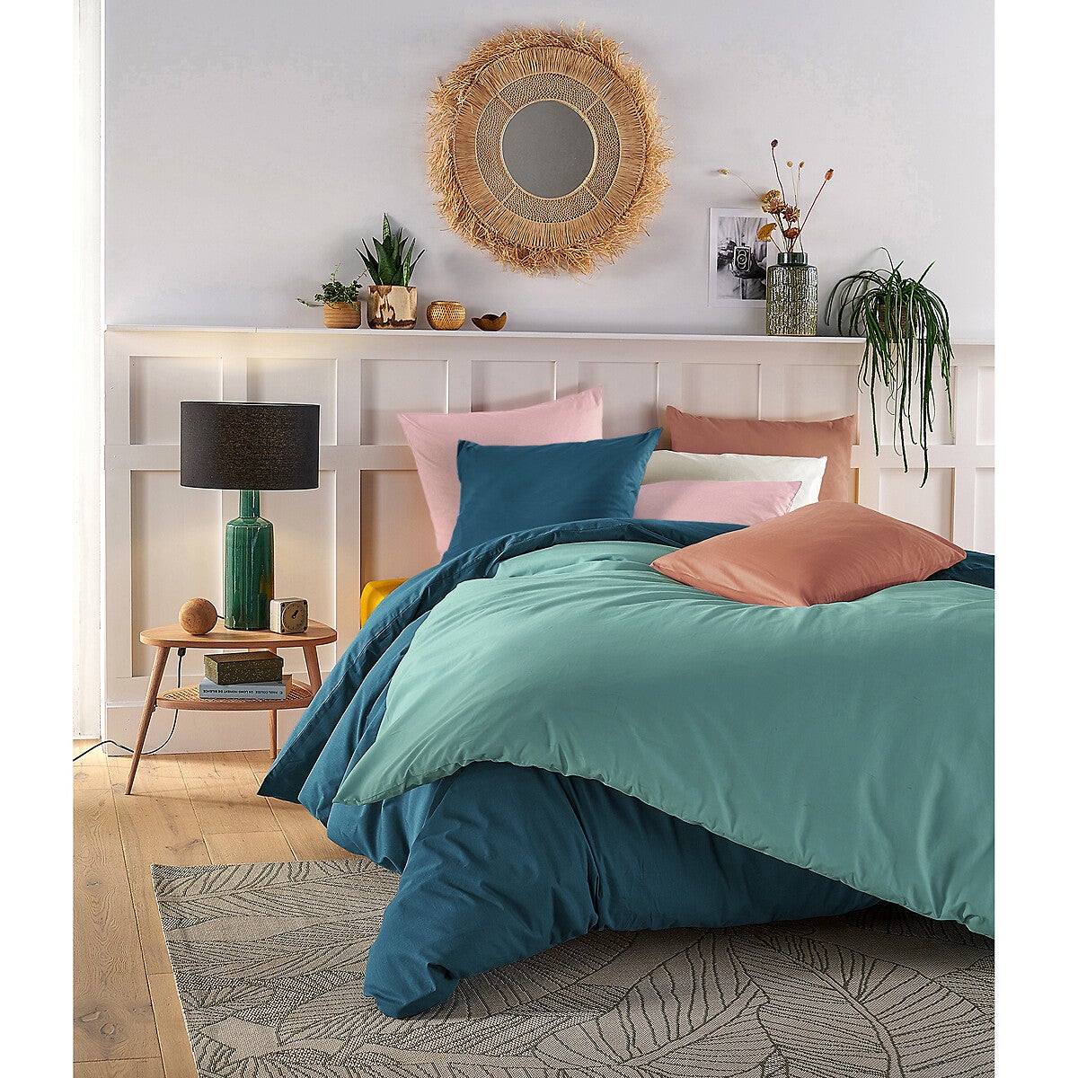 Drap housse uni polycoton, bonnet 25cm, Scenario - Beige galet - 160 x 200 cm - 7