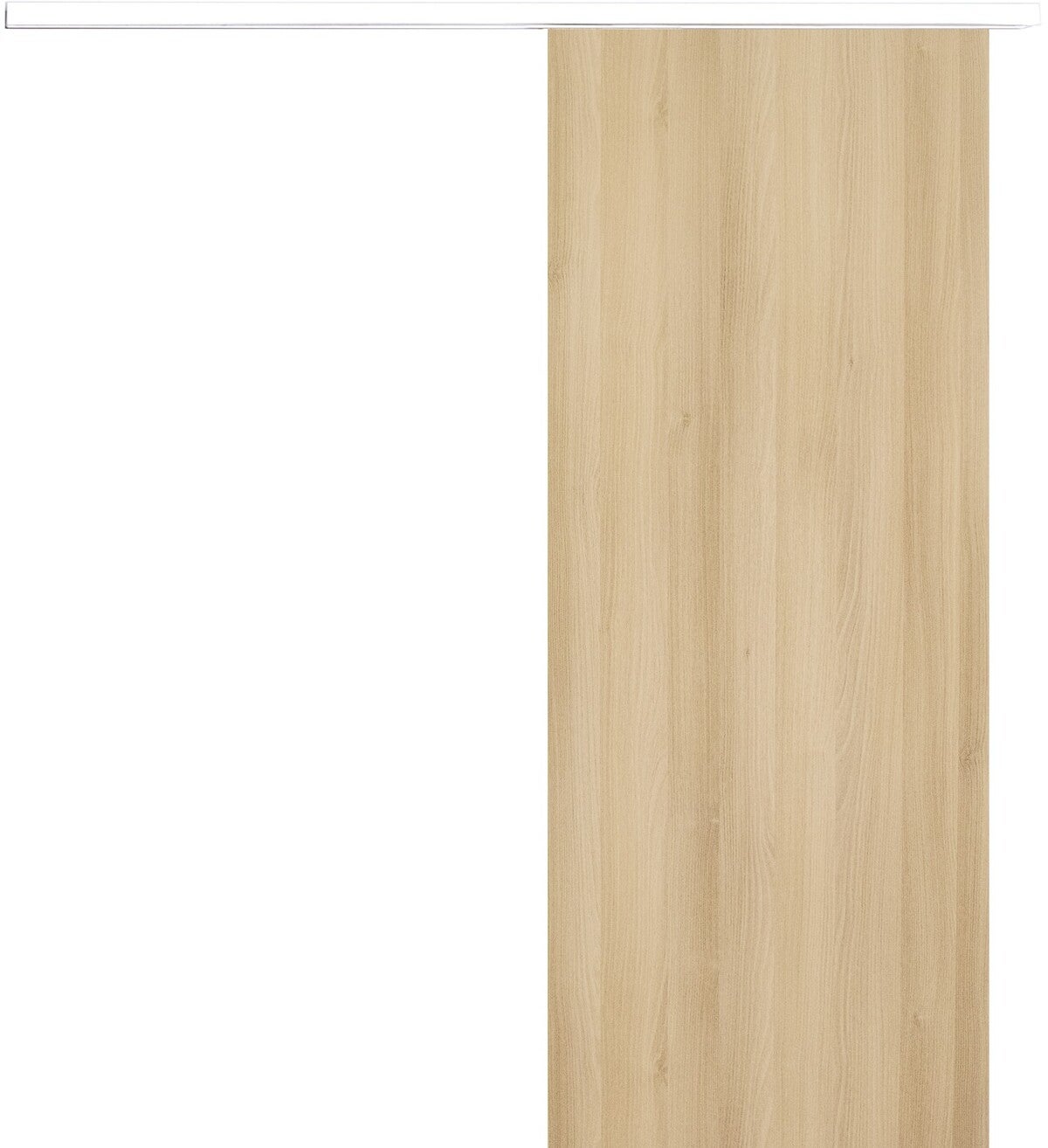 Porte Coulissante Décor Chêne Naturel Honey Oak H204 X L83 Cm, Rail Alu Bandeau Blanc Gd Menuiseries - 2