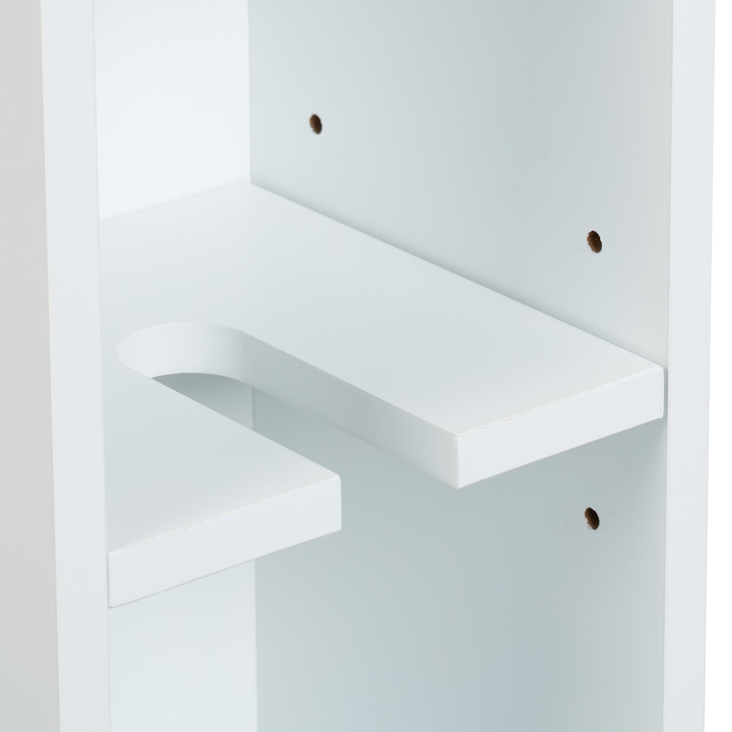 Carrito Auxiliar Estrecho, 6 Compartimentos, Portaescobillas, 79x17x75 cm, Baño, MDF, Bambú, Blanco/Natural, Relaxdays - 8