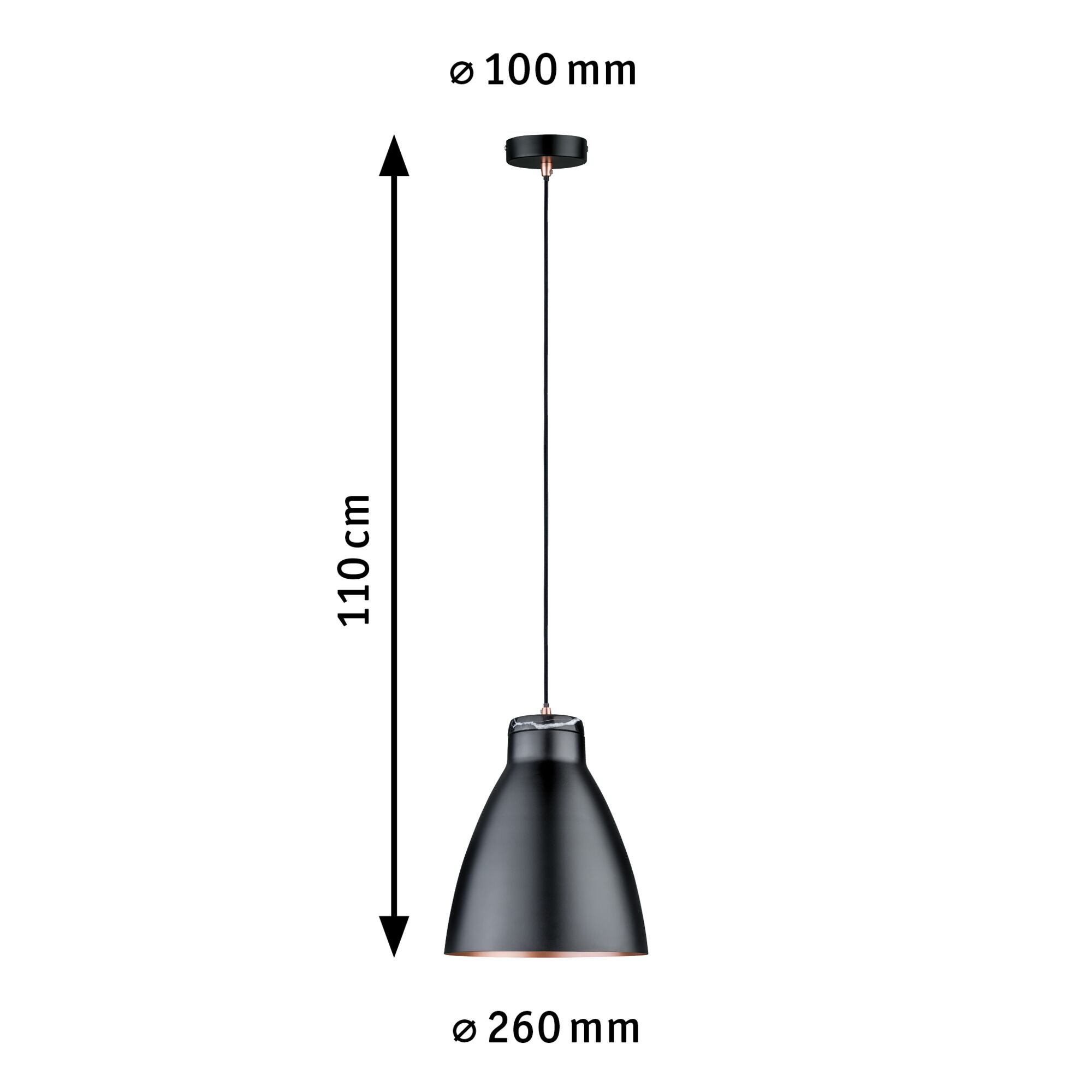 Neordic Luminaire en suspension Roald E27 max. 20W Noir mat, Cuivre Dépoli gradable Métal, Marbre - 4