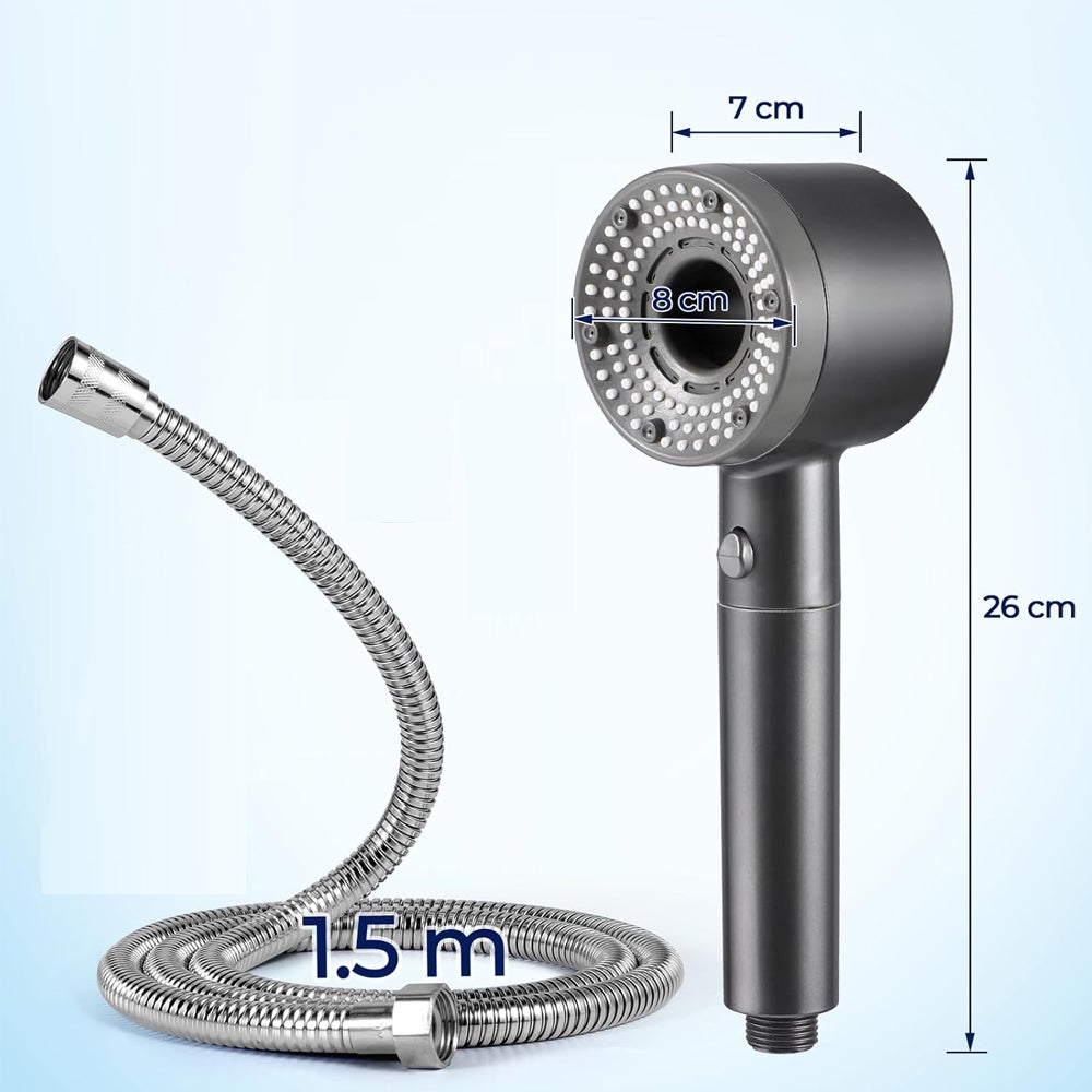 Pommeau de Duche Haute Pression, Economie Deau avec Tuyau Douche 1.5M, Anti Calcaire Douchette avec Filtre, Douche Pommeau avec 5 Modes de Jet - 5