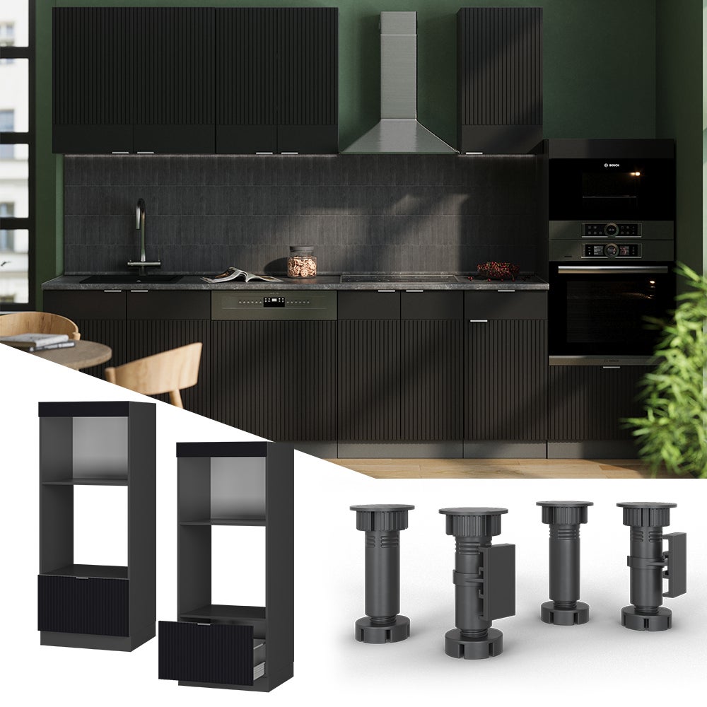 Pensile Da Cucina Fame-Line Nero Rigato - 60cm Larghezza, Con Cerniere Ammortizzate - Foto 7