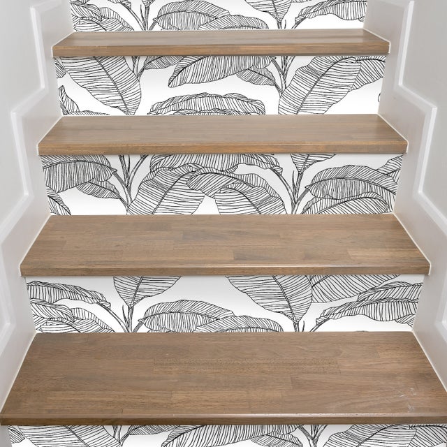 13 Bande Adhésive Moderne pour Contremarches D'Escalier Stickers Adhésifs pour Escaliers Motif Feuilles 18x100cm Vinyle Autocollant pour la Décoration