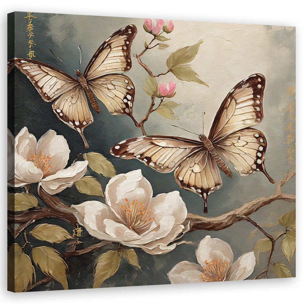 Obraz na płótnie, Motyl Natura Kwiaty 50x50