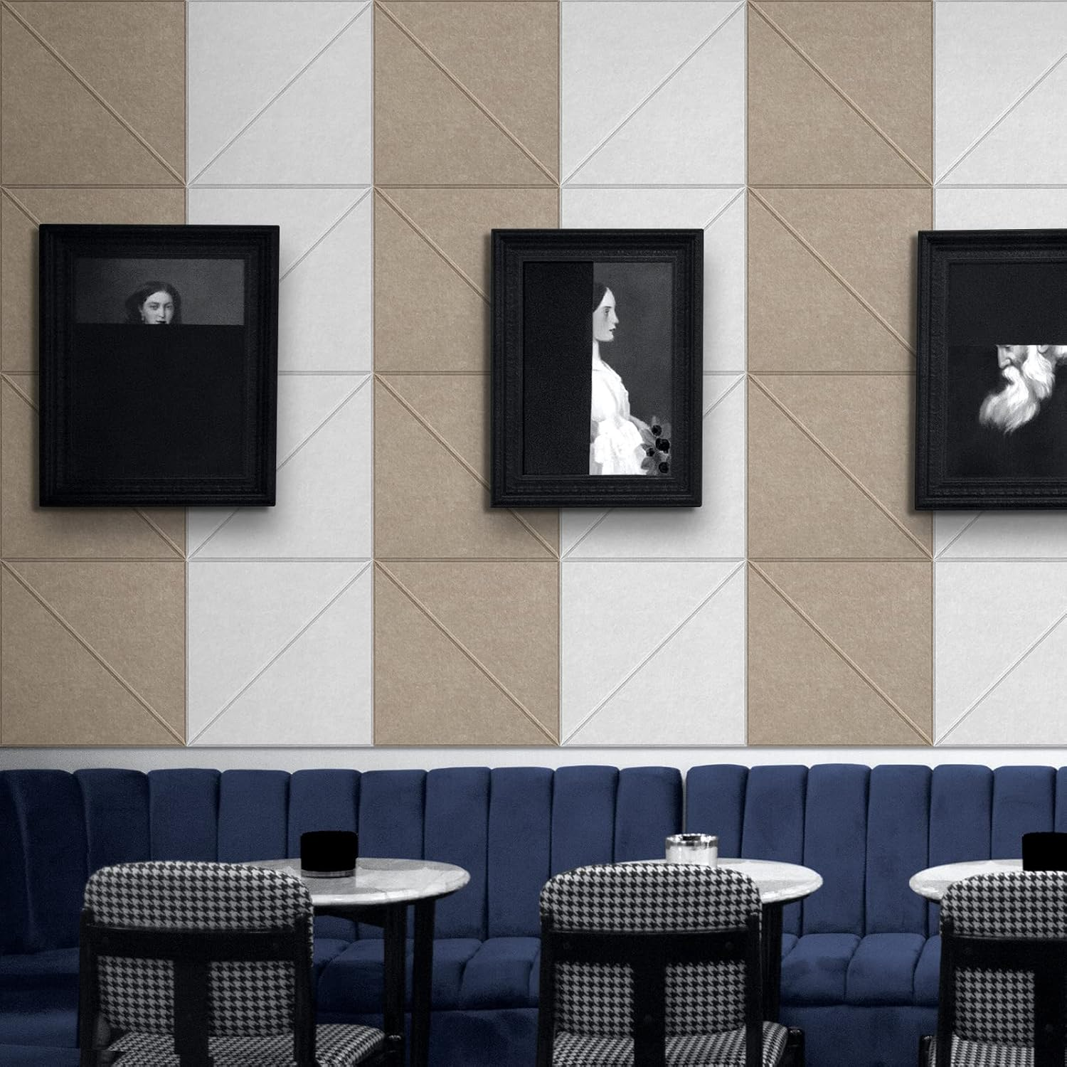 Lote de 12 paneles acústicos autoadhesivos, relleno insonorizante de poliéster, paneles murales insonorizantes de alta densidad, 30 x 30 cm, Blanco - 6