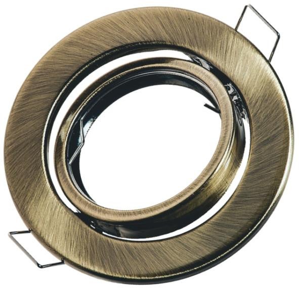 Oprawa sufitowa wpuszczana oczko mosiądz szczotkowany 1xGU10x50W okrągła ruchoma IP20 wym: 2,8 x 8,8 x 8,8 cm metal IdeaLED