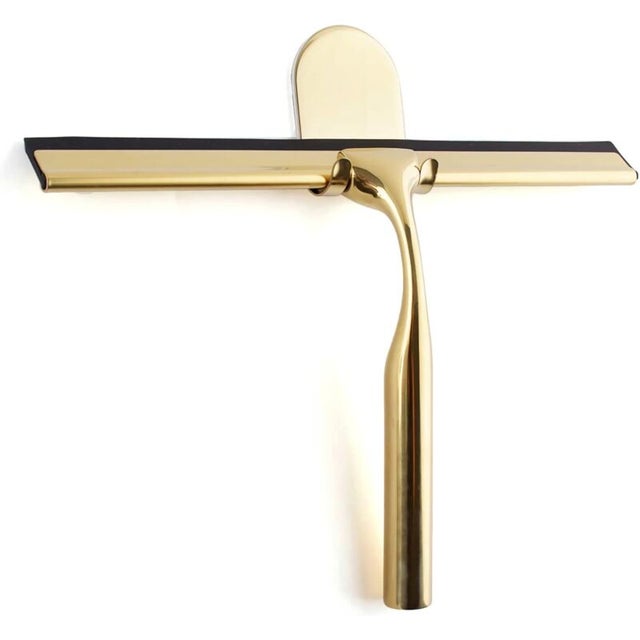 Essuie-glace de douche, essuie-glace de douche en acier inoxydable avec support, longueur de lame 25,4 cm (or)