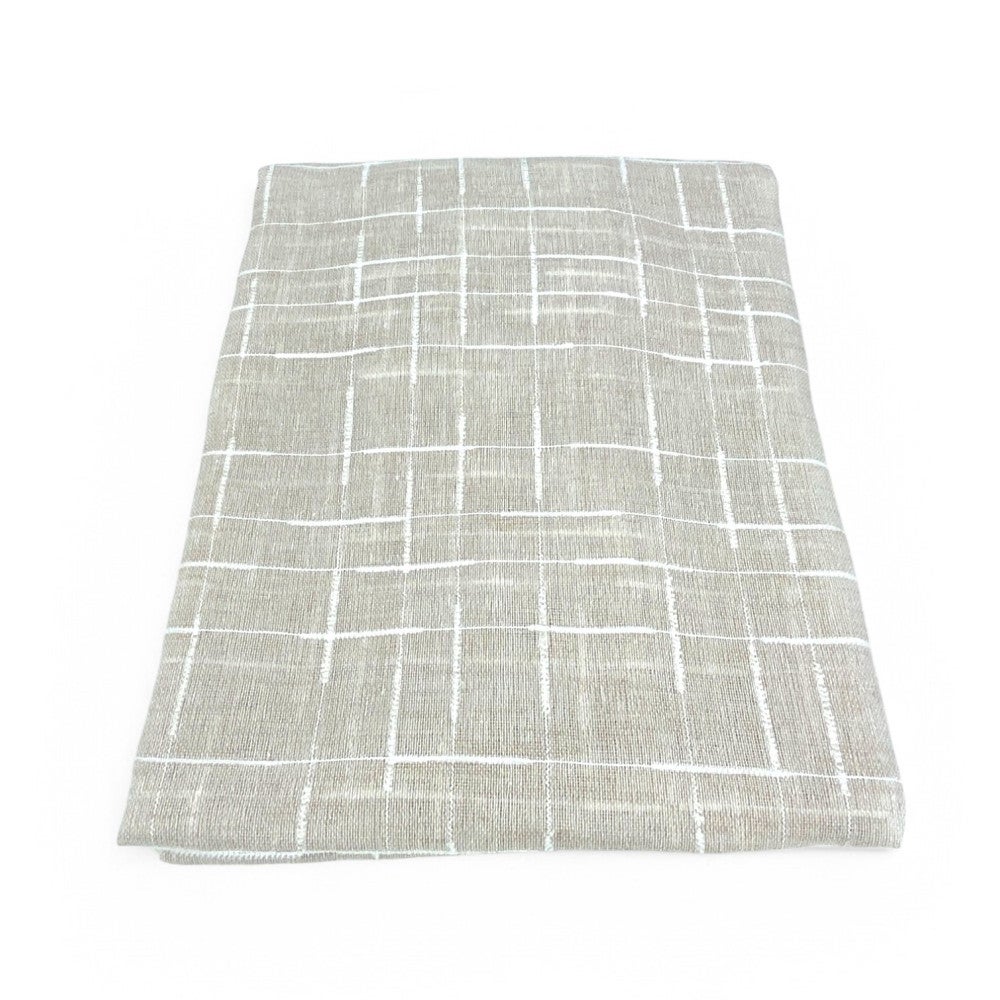 Paire de rideau moderne Lulù beige - tissu brodé géométrique, semi-transparent, montage facile, 2 feuilles PAIRE (2 CHIFFONS) CM. 60 X 240 MILLIMÈTRE - 5