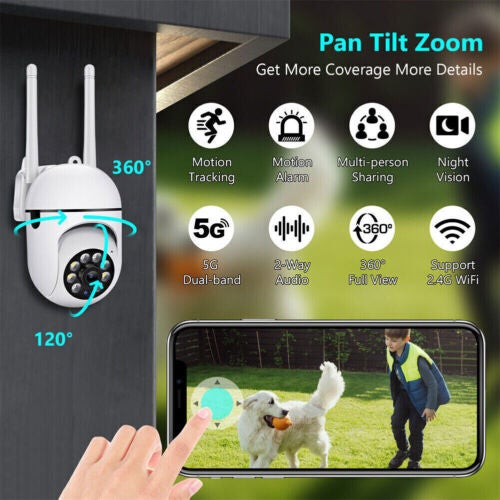 Camera Surveillance WiFi Extérieure, Caméra Étanche,Vision Nocturne en Couleur, Audio Bidirectionnel,Détection de Mouvement 1080P HD - 5